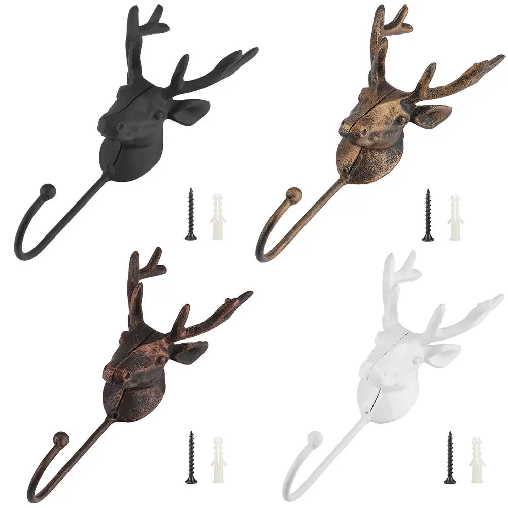 

Wall Hanger Deer Antler Style Decor Coat Bag Rack Organizer With Retro Deer Design