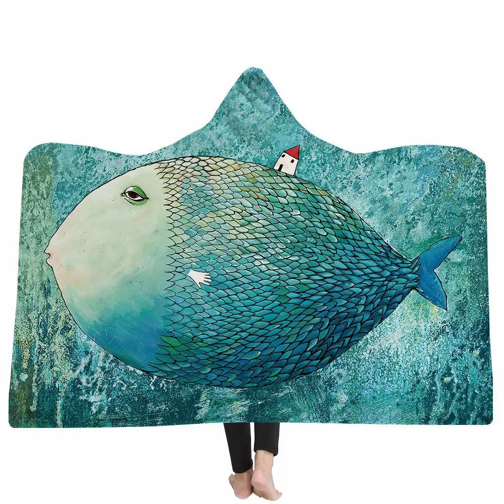 

Hooded Blankets Magic Hat Blanket Thick Double-layer Plush 3d Digital Printing Animal Series