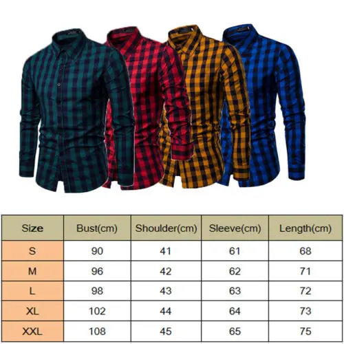 Роскошная мужская Повседневная официальная рубашка с длинным рукавом, приталенная красная желтая Королевская Синяя темно-зеленая клетчатая деловая рубашка