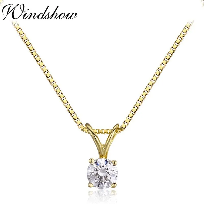 

Cute Small Single Round CZ Charm 925 Sterling Silver Gold Color Pingente Pendants Necklace For Women Girls Friend Gift Jewelry