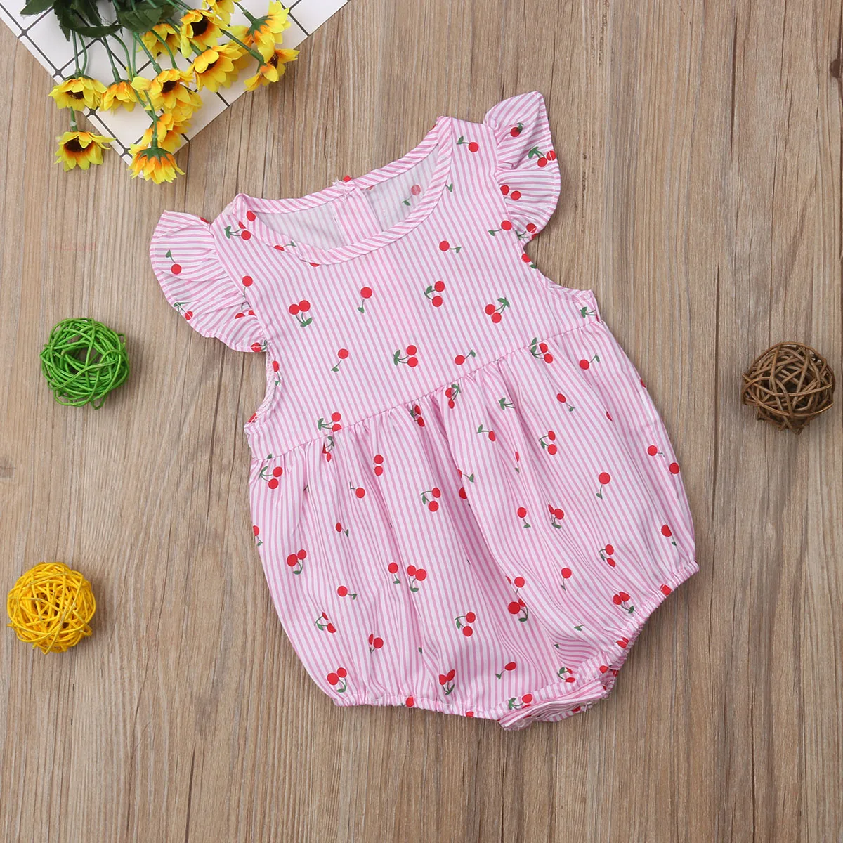 لطيف الكرز طباعة الوليد الرضع طفل الفتيات السروال القصير قبالة الكتف طفلة الصيف بذلة Playsuit ملابس الطفل لطيف الكرز طباعة الوليد الرضع طفل الفتيات السروال القصير قبالة الكتف طفلة الصيف بذلة Playsuit ملابس الطفل