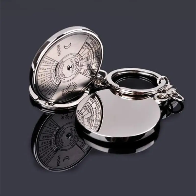 

AOZBZ Portable Zinc Alloy Perpetual Calendar Pendant Key Chain Key Ring Holder Accessories Car Styling