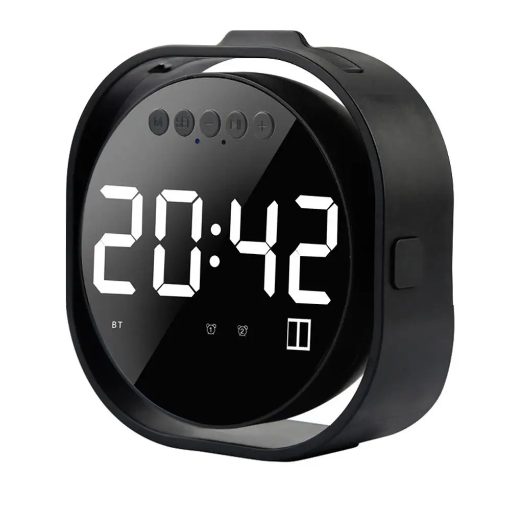 

LED Mirror Alarm Clock Portable Bluetooth Speaker TF USB Wireless Subwoofer FM Alarm Clock Mirror LED