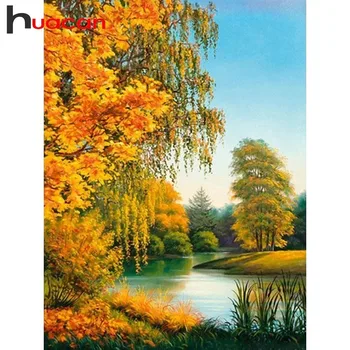

Huacan Diamond Embroidery Landscape Rhinestones Pictures Diamond Mosaic Diamond Painting Full Square Autumn Scenery Decoration