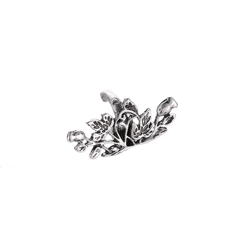 Anise Creative No Pierced Ear Cuff Vintage Silver Lotus Flower Ear Clip Pendientes for Women Ear Bone Clip Earclip Punk Brincos