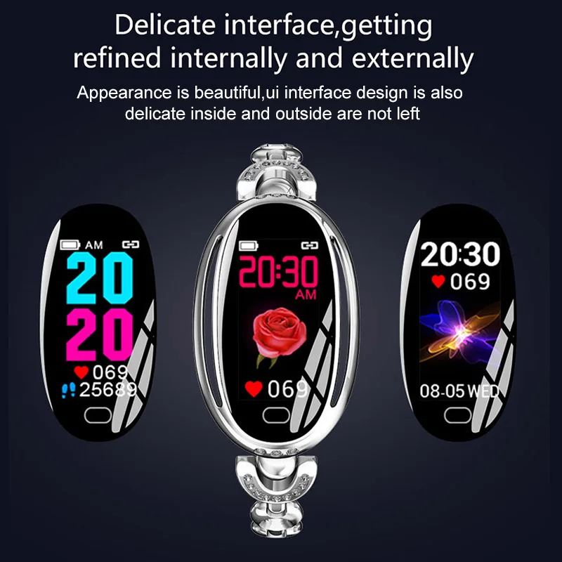 E68 Smart Bracelet Blood Pressure Sleep Monitor Watch Phone Smart Band Fitness Tracker Female Health Wristband Smartwatch Women