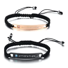 Романтическая любовь сердцебиение браслеты для женщин и мужчин ручной работы плетеная веревка пара юбилей Подарки для него для нее