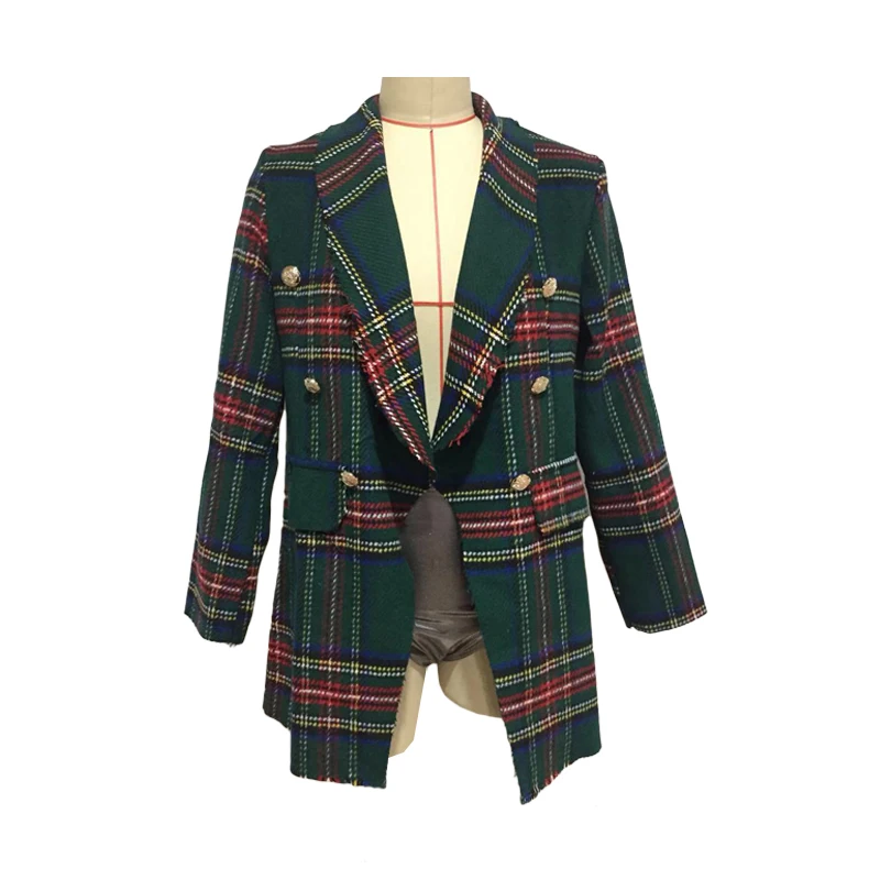 2019 Vintage Plaid Tweed Jacket Women Spring Streetwear Jackets Long Sleeve Coat Veste Femme Autumn Chaqueta Woman Clothes Tunic