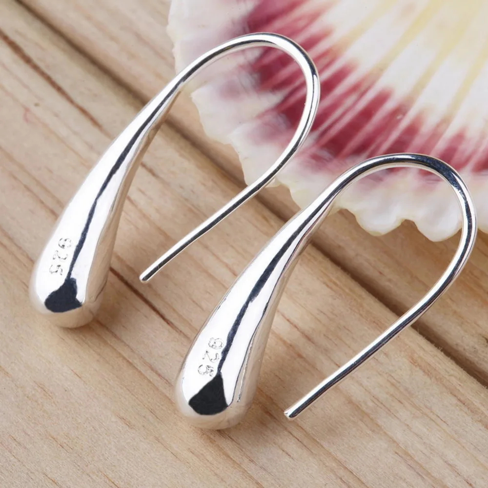 

1 Pair New Fashion Charming Jewelry Silver teardrop Style Water Drop Hook Piercing Ear Ring Earrings Clip For Women Gift