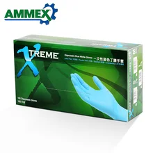 AMMEX 100 шт одноразовый Нитриловый резиновый перчаточный порошок бесплатно Многофункциональный сильный эластичный перчатки для домашнего питания медицинский стоматологический