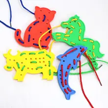 4 шт./компл. детские игрушки животных шнуровкой формы и Threading шнуровка образование игрушки инструмент