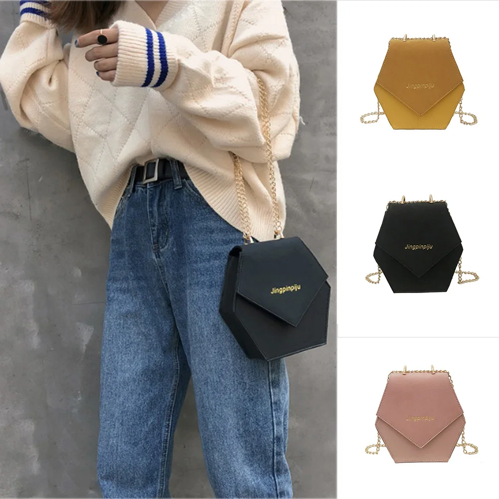 2019 New Women Bag Hexagonal Magnetic Hasp Small Square Chain Strap Crossbody Shoulder Messenger Bags Sac a Main | Багаж и сумки