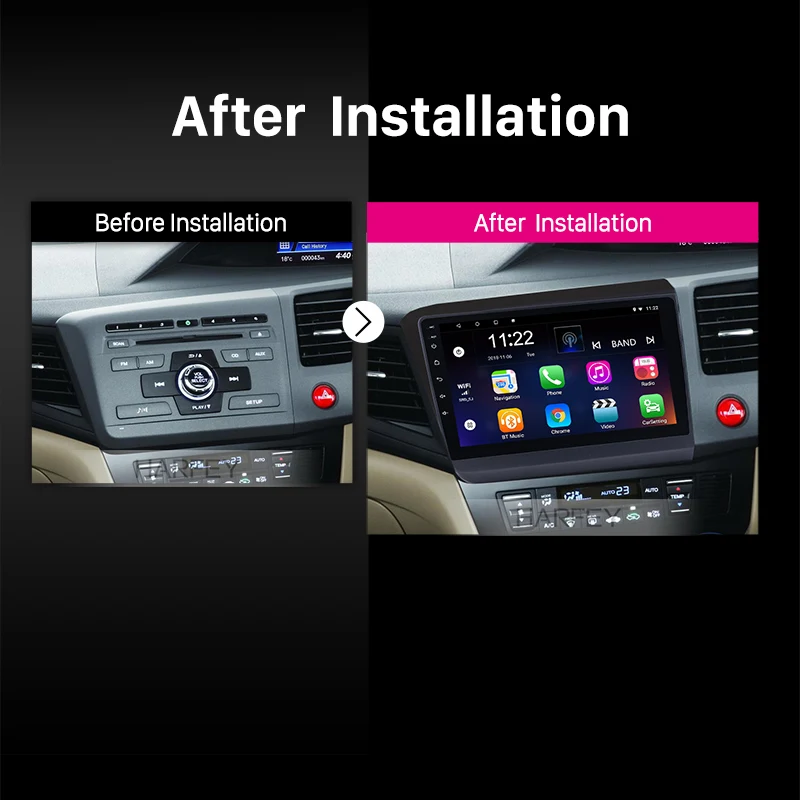 Top Harfey Car Radio GPS Multimedia Player For 2012 HONDA CIVIC Right Hand Driving Android 6.0/8.1 9" Head Unit With WIFI OBD2 5