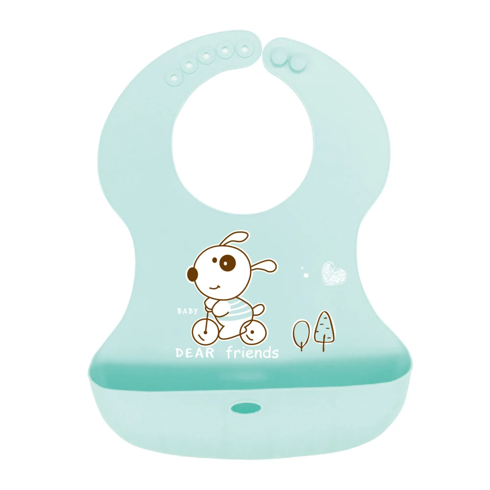 Baby Silicone Bibs Cartoon Prints Kids Silicon Bib Adjustable Waterproof Apron Baby Feeding Stuff Boy Girl Bib Apron Breastplate