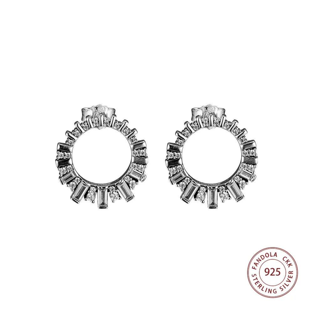 

Genuine 925 Sterling Silver Clear CZ Glacial Beauty Stud Earrings For Women Wedding Engagement Jewelry Brincos