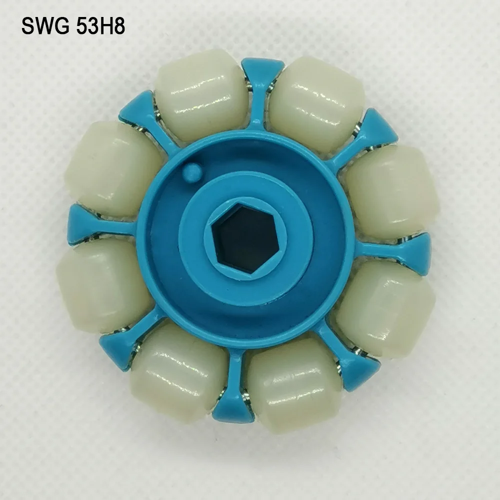 

53mm 360 POM plastic 2 multi ways directions caster for glass conveyor hexagon hole skate roller ABS nylon omni diy robot wheels