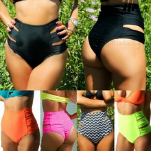 Летние женские сексуальные бикини стринги трусики плавки бразильские V Cheeky Ruched Cut-out Multi-printed купальники с высокой талией