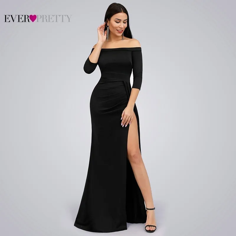 

Elegant Black Mother Of The Bride Dresses Long Ever Pretty Mermaid Sexy High Split Wedding Party Gowns 2019 Vestido De Madrinha