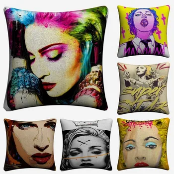

Madonna Pop Art Fashion Design Cotton Linen Decorative Cushion Cover 45x45cm For Sofa Chair Pillowcase Home Decor Almofada