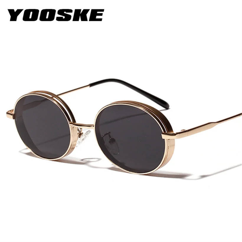 

YOOSKE Round Sunglasses Men Metal Frame Small Sun Glasses for Women Fashion Ladies Red Glasses Designer shades men Goggle