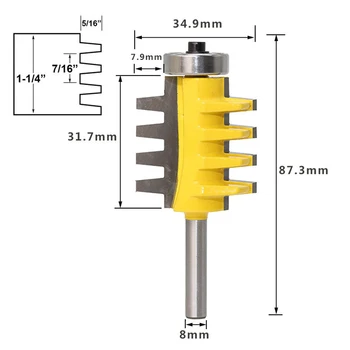 

Power Tools 8mm Shank Rail Reversible Finger Joint Glue Router Bit Cone Tenon Woodwork Cutter Wood Router Cutter