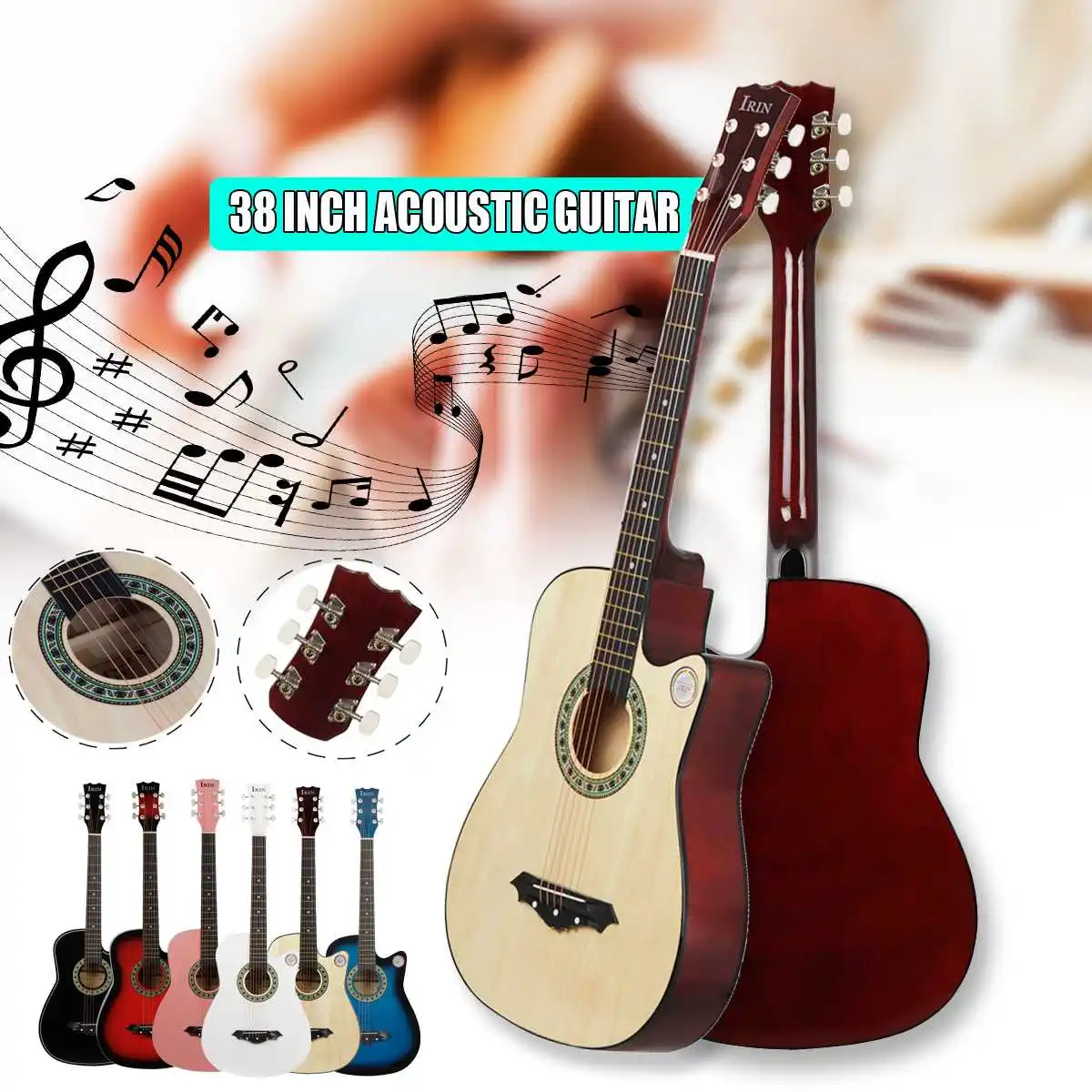 

IRIN 38 Inch Guitar Acoustic Acoustic Beginners Getting Started Practicing Guitar Stringed Instruments