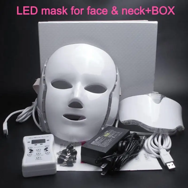 

7 Colors Photon Electric LED Facial Mask with Neck Skin Rejuvenation Anti Acne Wrinkle Beauty Treatment Salon Home Use