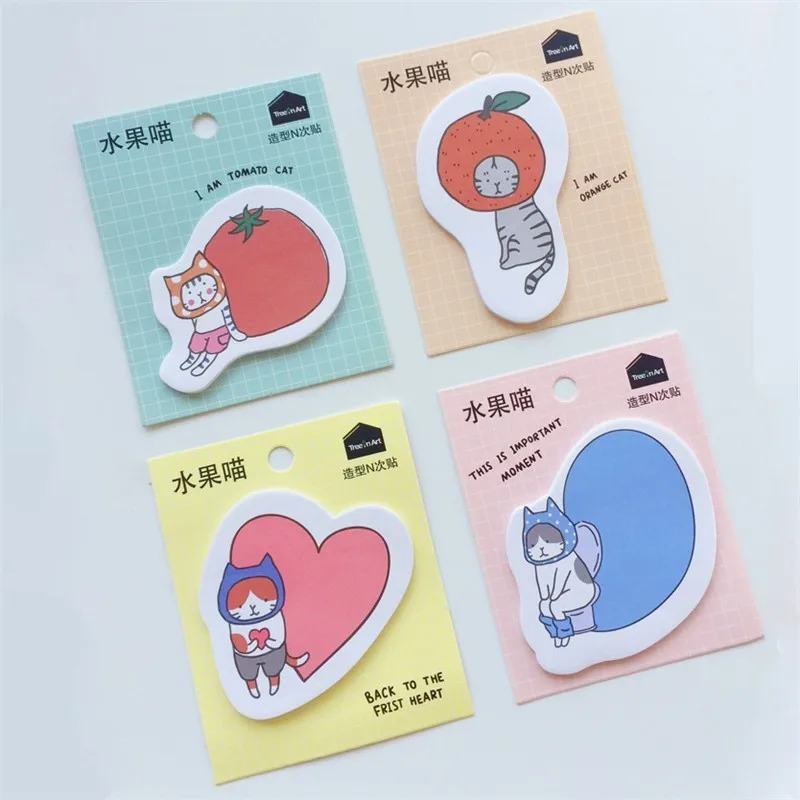 

1pcs Kawaii Fruit cat Memo Pads DIY N Times Stickers Cartoon Animal Cat Post It Note Office School Supply Japanese Student