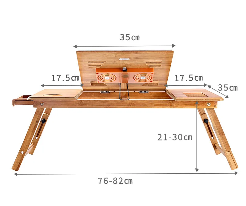 70*35*30 см Модный складной компьютерный стол с вентилятором в общежитии ленивый деревянный обеденный стол бамбук Регулируемая подставка для ноутбука стол HW14