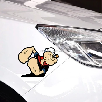 

10 x Newest Cartoon Car Styling Funny Popeye the Sailor Muscle Decorations Bumper Body Car Sticker Car Decals Pattern Vinyl