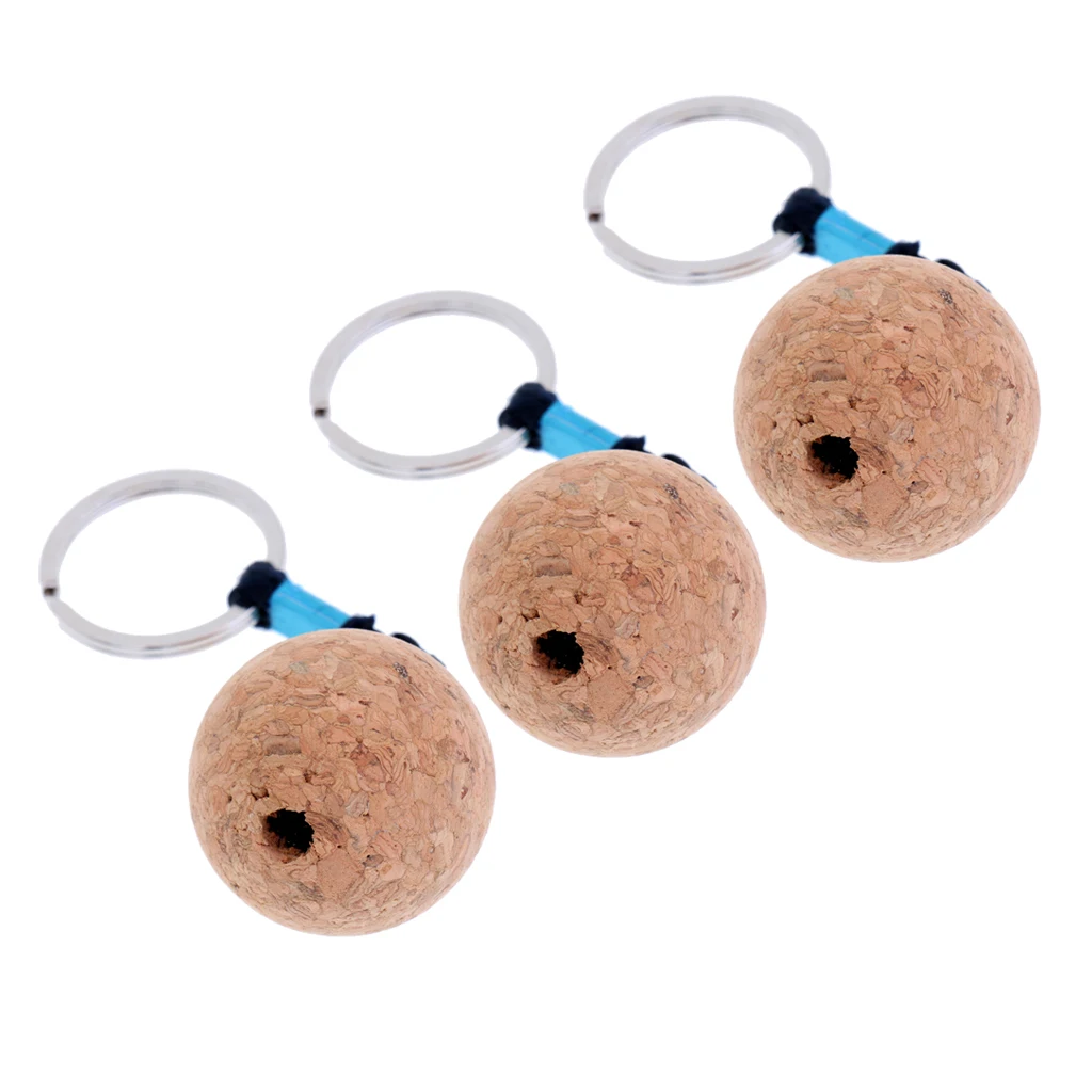 

3 Pieces Lightweight Safety 35mm Floating Cork Keyring Water Buoyant Key Ring Sailing Boat Kayaking Canoe