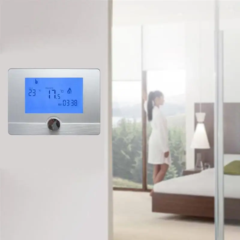 

LCD Smart Programmable Thermostat Electric Heating Temperature Controller Digital Display Touchscreen Thermostat