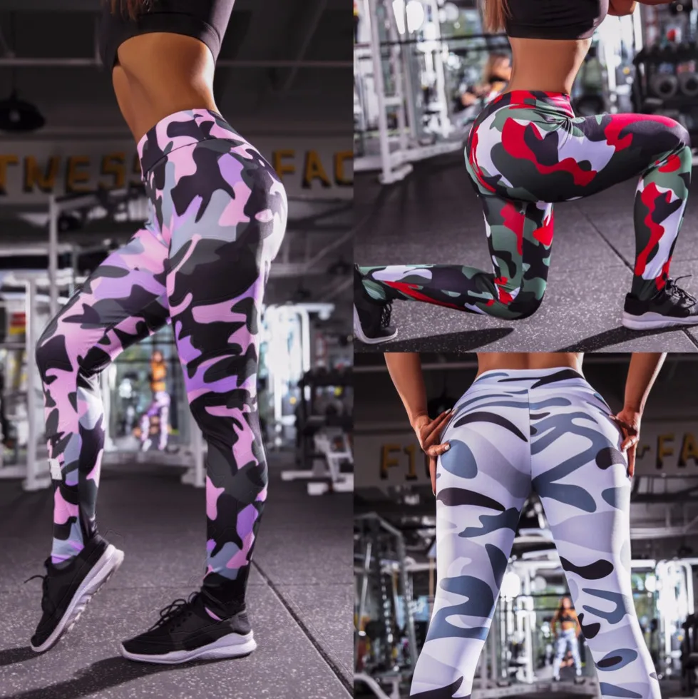 

2019 Amazon WISH Ins Personality Camouflage Print Lady Fitness Sports Casual Yoga Tight Leggings Fitness Pants