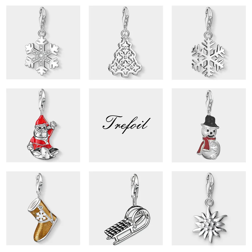 

Christmas Tree Santa Claus Snowflake Charms Pendant,Fashion Jewelry 925 Sterling Silver Gift For Women Men Fit Bracelet Necklace