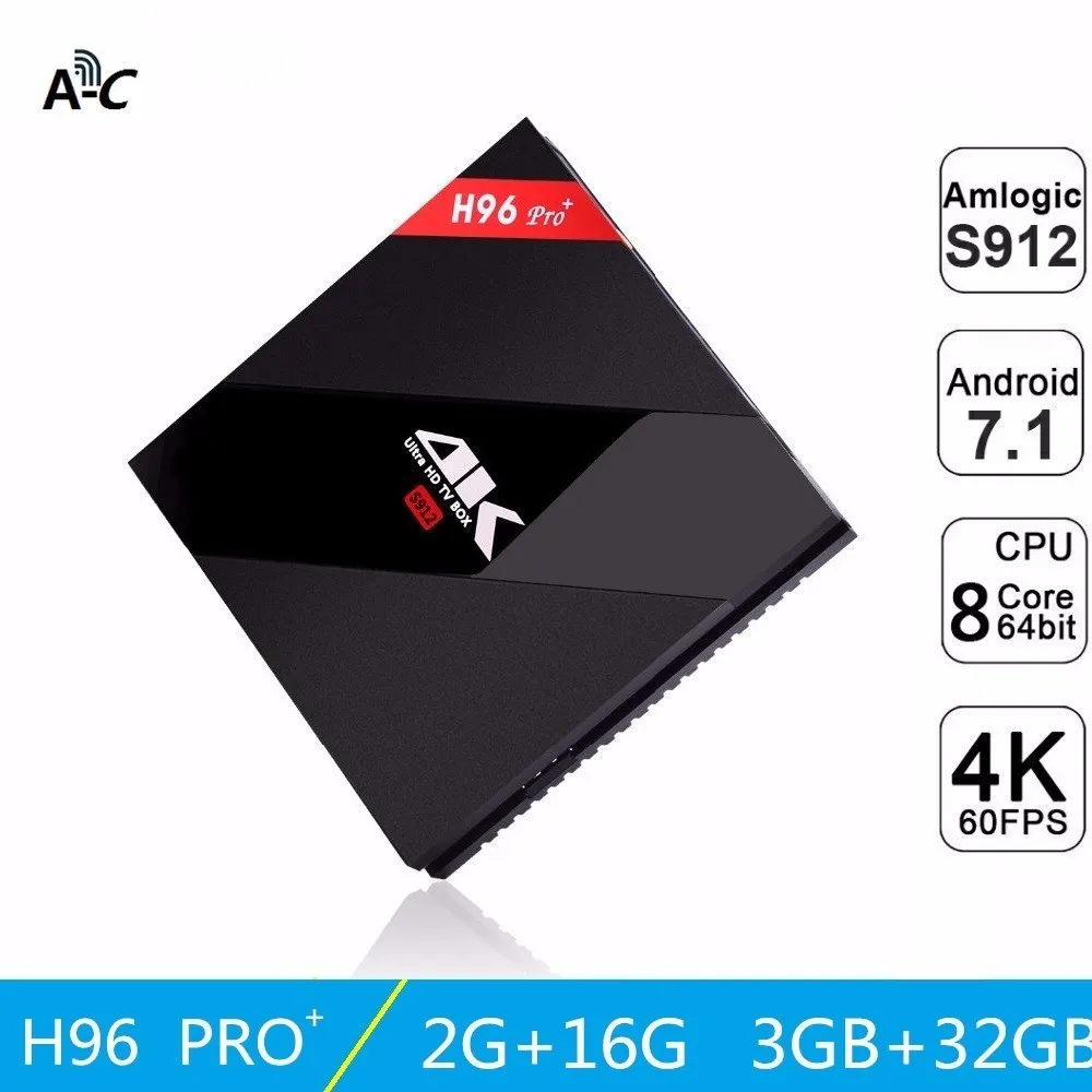 

H96 pro plus smart android tv box 7.1 3g 32g Amlogic S912 OCTA Core Wifi 4K H.265 h96 media player h96pro set top box