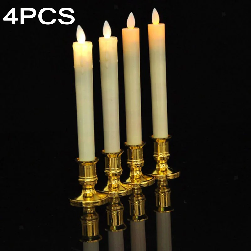 

4 Pcs Extra Large LED Battery Candles Flameless Swing Flickering Lights Lamp