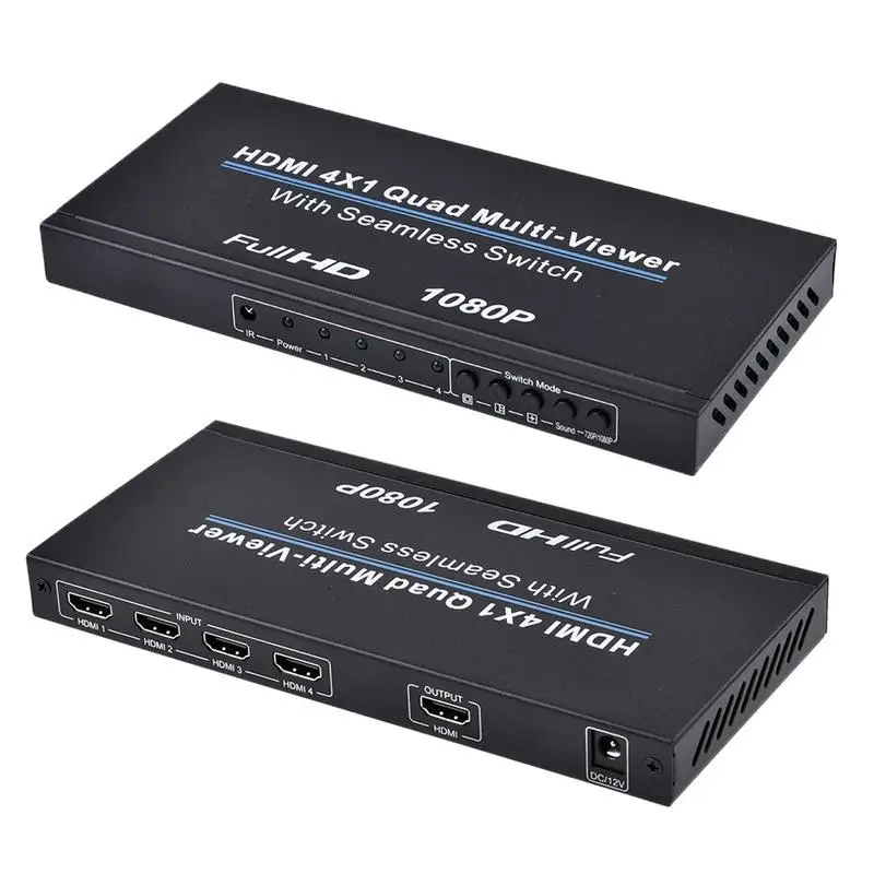 Ultra HD HDMI 4x1 Quad Multi Viewer сплиттер с бесшовным переключателем Full 1080P IR Control|Кабели HDMI| |