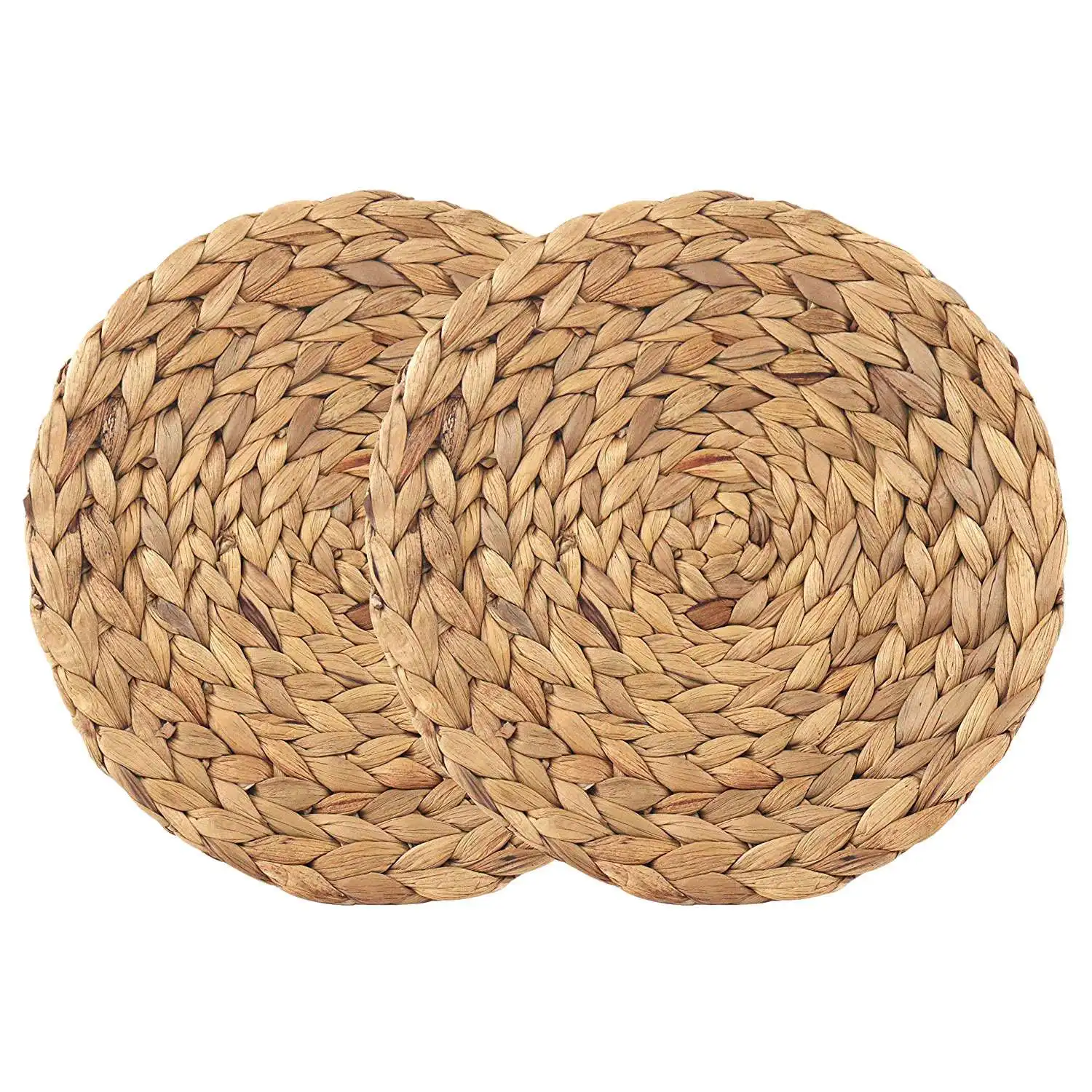 

Natural Handmade Straw Woven Placemat Wooden Round Braided Mat Heat Resistant Hot Insulation Anti-Skidding Pad Water Hyacinth