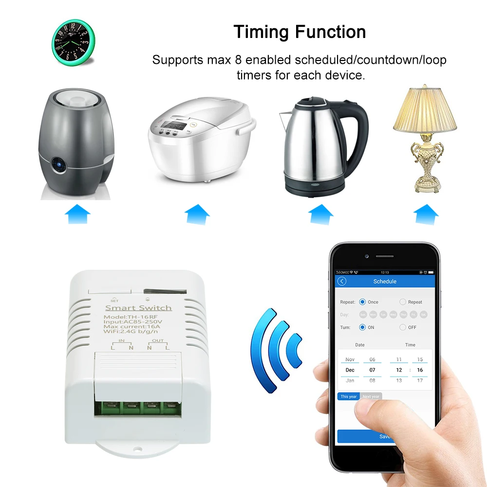 EWeLink TH 16 RF 433 МГц Wifi переключатель 3500 Вт контроль температуры умный домашняя