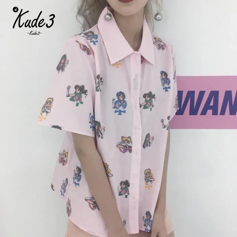

Cartoon Sailor Moon Pink Short Sleeve Women Shirts Harajuku T Shirt Women Clothes 2019 Cosplay Cute Kawaii Top 5822