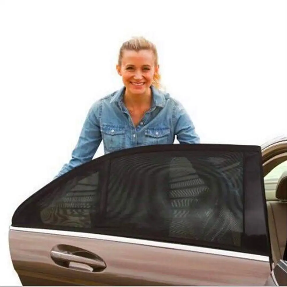 

2Pcs Universal Car Adjustable Side Rear Window Shield Sun Shade Visor Mesh Black Sunshade Window Protection Covers