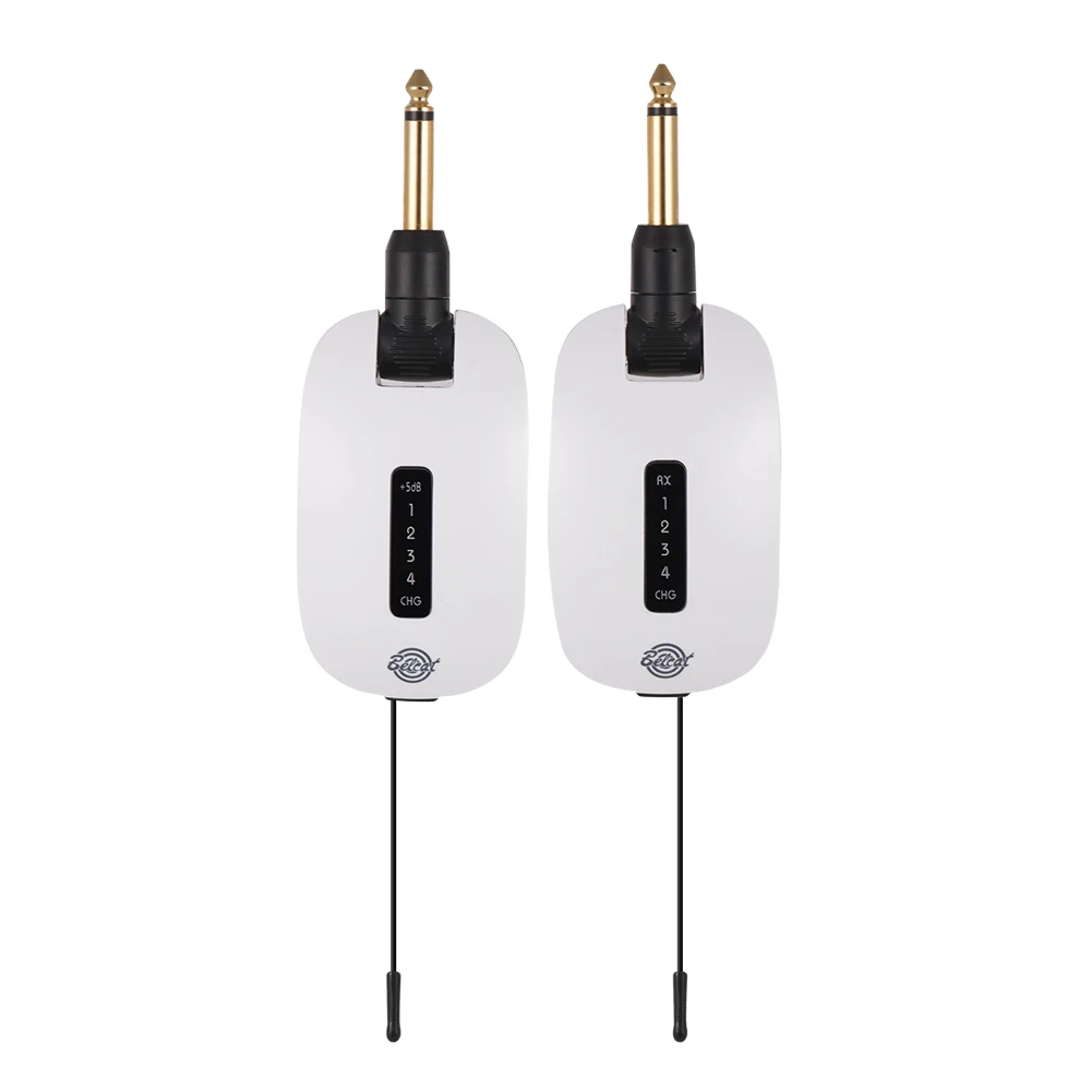 

Belcat T4R4 UHF Guitar Wireless System Electric Guitar Bass Audio Transmitter Receiver Built-in Battery 4 Channels with Earphone