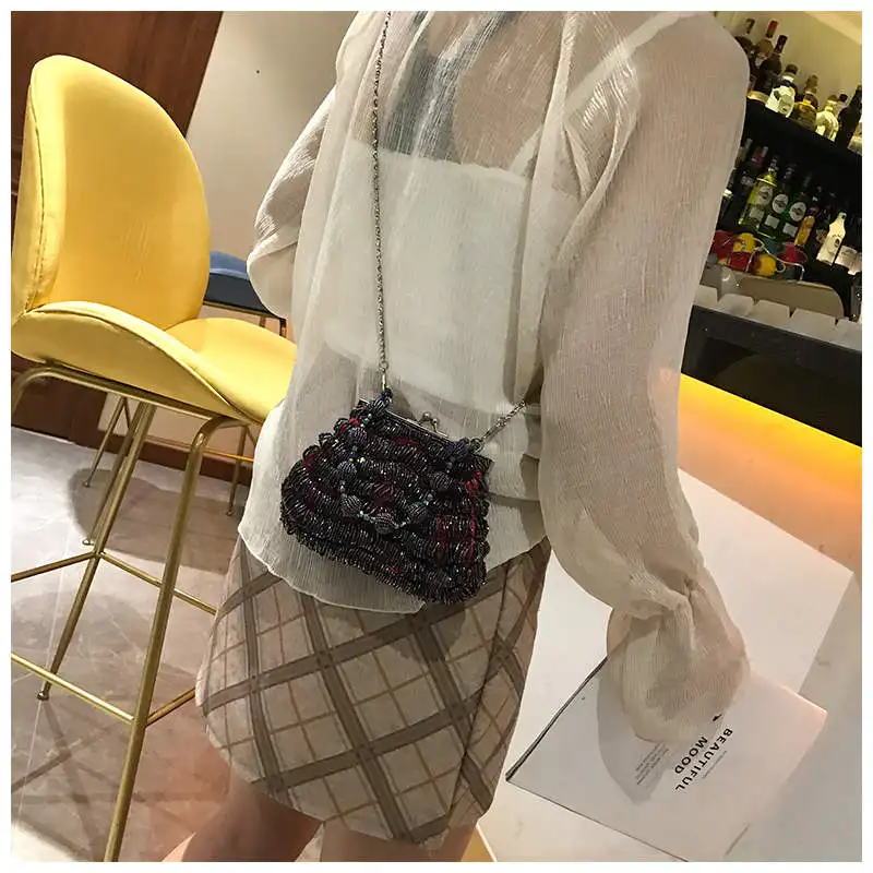 Mode-Flash-Perlen Frauen Schulter Tasche Hohe Qualität PC Lady Umhängetasche Neue Design Geldbörse Feste Farbe Handtaschen Sac Haupt femme