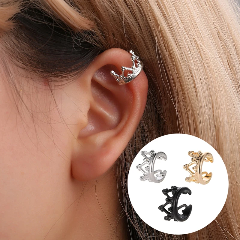 

Silver Hot Sale Boho Ear Clips Geometric No ear hole 1PC Waterdrop Heart Valentines Gift Crown U-shaped Golden Black Earrings