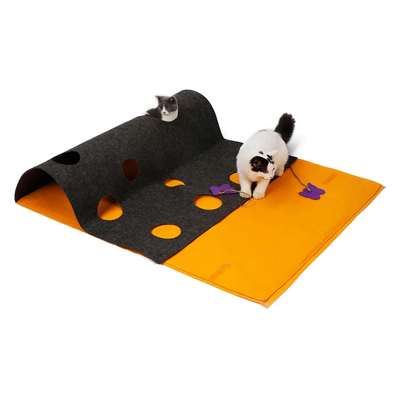 

Doglemi Cat Playing Mat Kitten Training Tunnel Blanket Diy Activity Fun Scratching Cushion Pad Pet Cat Playing Toy Play Mat