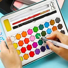 36 цветов Акварельная краска ing твердый пигмент набор краски включает в себя кисти губки Акварельная бумага для художественного рисования