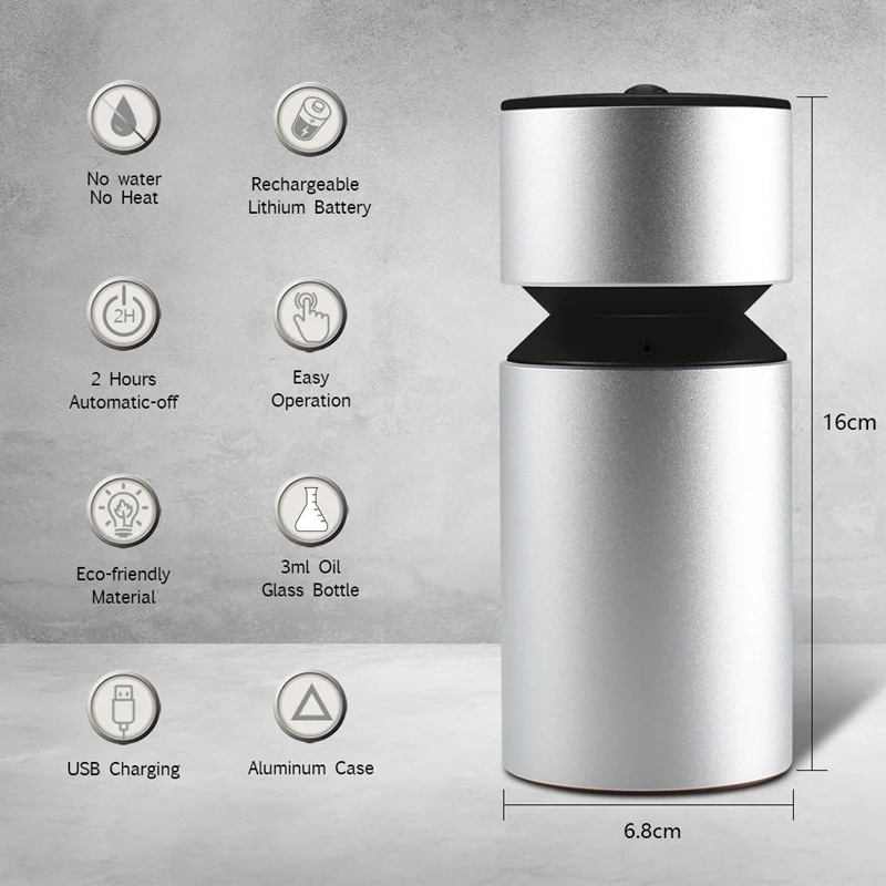 

Waterless Oil Nebulizer Diffuser For Essential Oil Automatic Protection Aromatherapy Diffusers Aromaterapia Rechargeable EU Plug