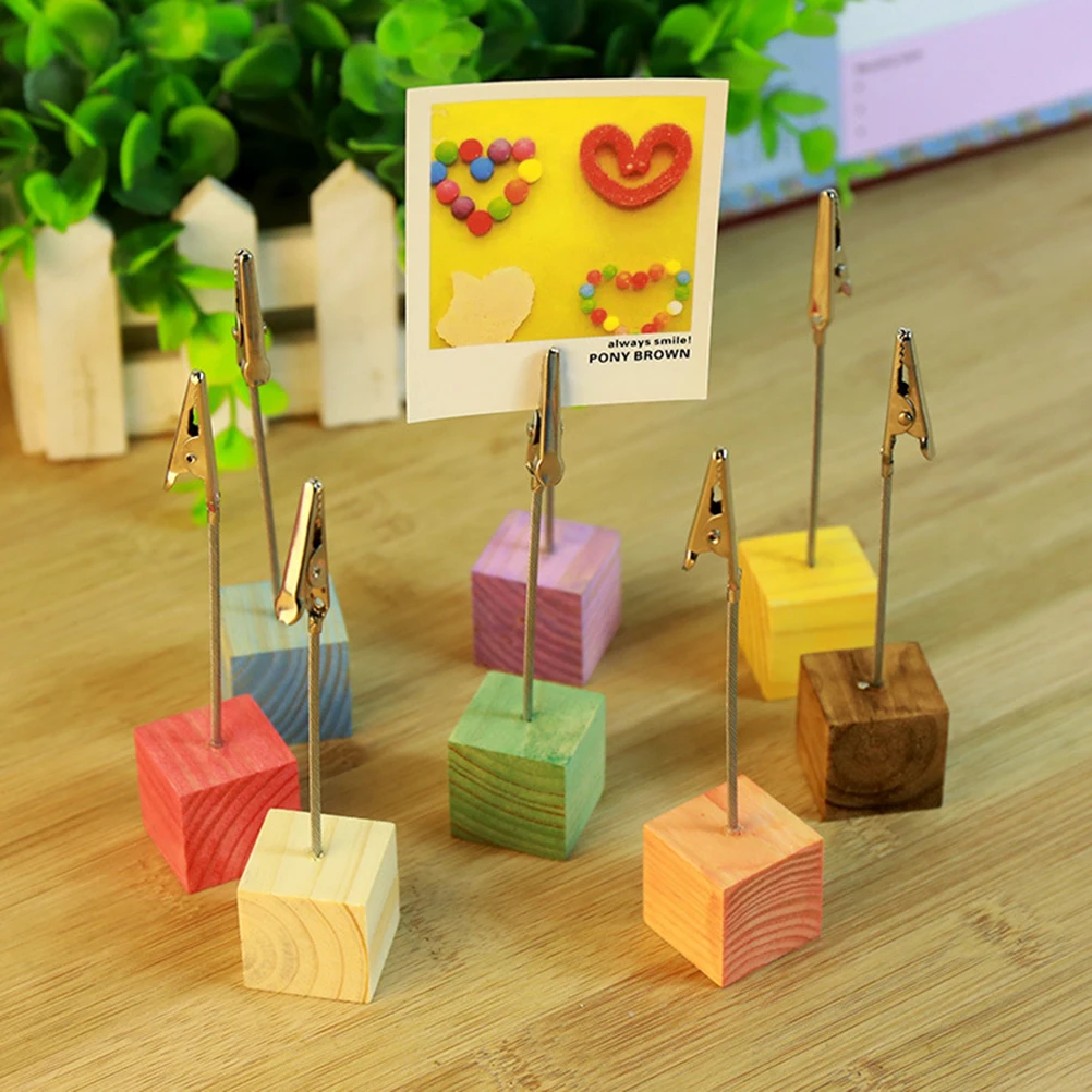 

24pcs Simple Stylish Square Wooden Message Clips Card Photo Folders Multi-Function Clips for Home School