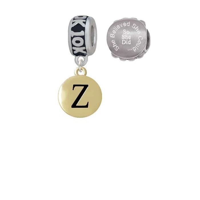 Goldtone заглавная буква Z Pebble Disc 10 K Run она считала что может очаровать бусы (набор из 2)| |