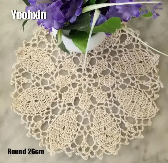 

Luxury Cotton Lace Crochet Doilies Dining Table Mat Placemat Round Napkin Coffee Tea Cup Mug Coaster Dish Mat Wedding Decor Pad